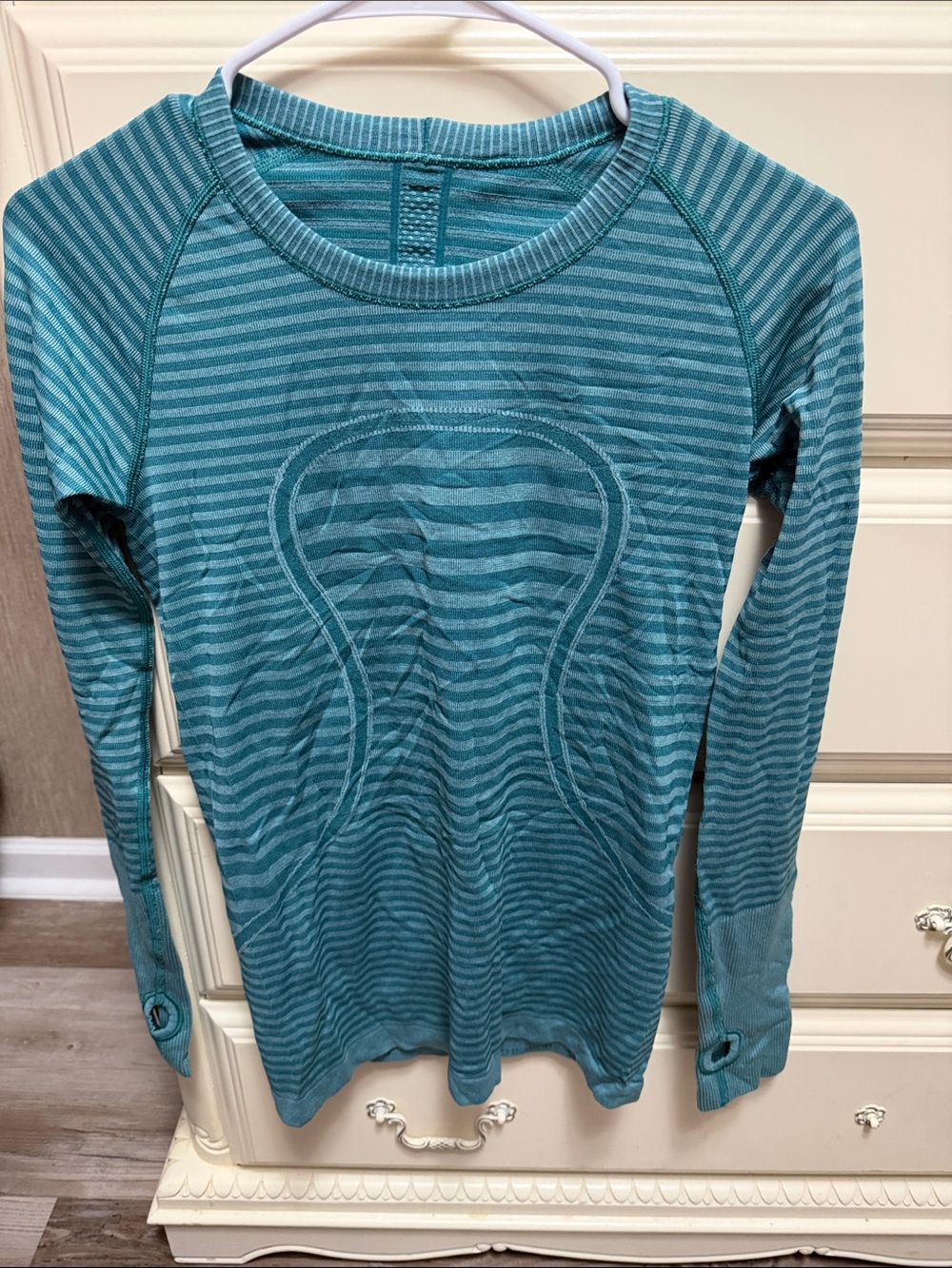 Lululemon Teal Striped Long-Sleeve Women's Top